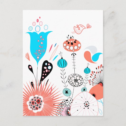 ファンタジー花とバーディ葉書 ポストカード (正面)