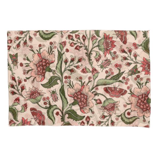 ファンタジー花ペイズリー手描き 枕カバー (正面)