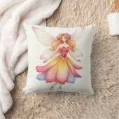 ファンタジー花妖精ピンク枕 クッション (ブランケット)