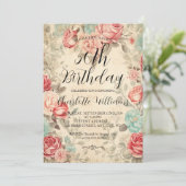 ファンタジー花模様女子50誕生日 招待状 (スタンド正面)