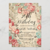 ファンタジー花模様女子50誕生日 招待状 (正面/裏面)