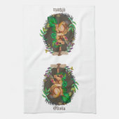 ファンタジー芽キャベツのアナグマ – かわいいアナグマ キッチンタオル (縦)