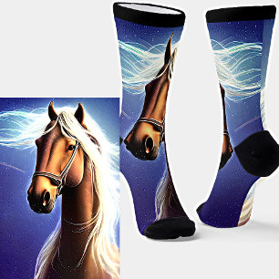 ファンタジー茶色の馬と白いマネの靴下 ソックス
