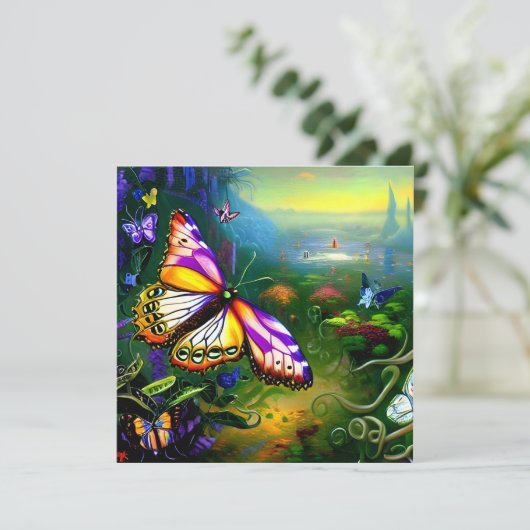 ファンタジー蝶の旅空白ののグリーティングカード (スタンド正面)