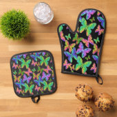 ファンタジー蝶 鍋つかみ&鍋敷きセット (トップダウン)