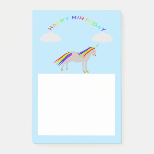 ファンタジー誕生日ユニコーンとクラウド ポストイット (正面)
