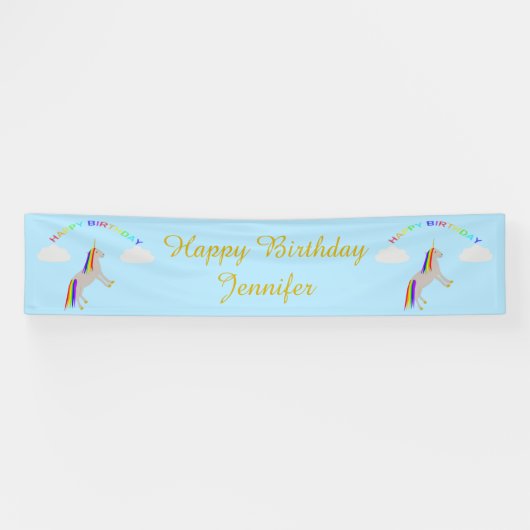 ファンタジー誕生日ユニコーンレインボーアンドクラウドカスタムズ 横断幕 (横)