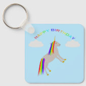 ファンタジー誕生日ユニコーンレインボーアンドクラウドカスタム キーホルダー (正面)