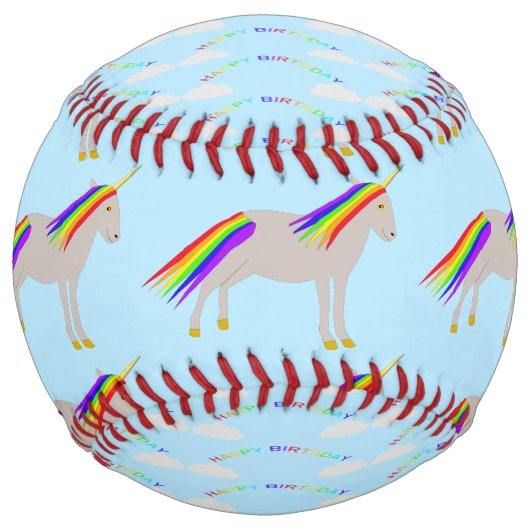 ファンタジー誕生日ユニコーンレインボー&クラウド ソフトボール (正面)