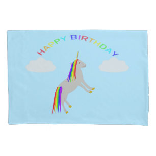 ファンタジー誕生日ユニコーンレインボー&クラウド 枕カバー