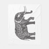 ファンタジー象の落書き フリースブランケット (正面)