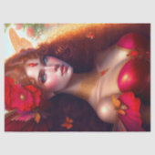 ファンタジー赤い妖精の赤い花のデコページ 薄葉紙 (正面)