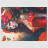 ファンタジー赤い妖精の赤い花のデコページ 薄葉紙 (正面)