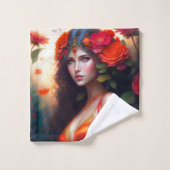 ファンタジー赤い妖精の赤い花 バスタオルセット (ウォッシュタオル)