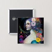 ファンタジー超現実宇宙女神 缶バッジ (正面&裏面)