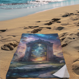 ファンタジー銀河系ポータル – 神秘的な出入り口 ビーチタオル