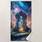 ファンタジー銀河系ポータル – 神秘的な出入り口 ビーチタオル (正面)