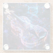 ファンタジー電気ネオンガラスバイオリンデジタルアート ガラスコースター (裏面)