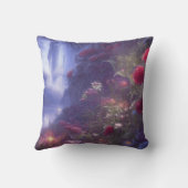 ファンタジー霧の雨の魔法のガーデンリバーランドスケープ クッション (裏面)