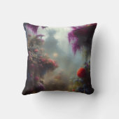 ファンタジー霧の雨の魔法の庭の風景 クッション (裏面)