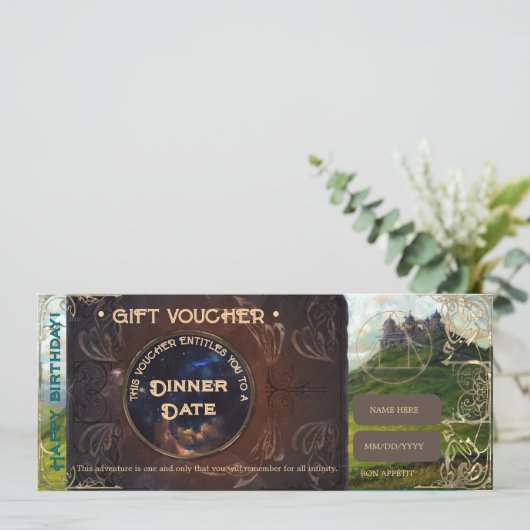 ファンタジー風景ヴィンテージロマンチックなギフト券 (スタンド正面)