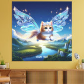 ファンタジー飛んでいるかわいい猫の羽 キャンバスプリント (インサイチュ (リビング))