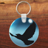 ファンタジー飛んでいるクロウ&オルブ鍵チェーンまたはジッパープル キーホルダー (正面)