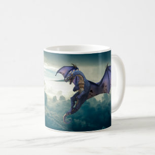 ファンタジー飛んでいるドラゴンクラウド コーヒーマグカップ