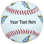 ファンタジー飛んでいるブルーバードイエロースクロール尾 ソフトボール (正面)