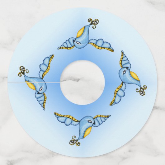 ファンタジー飛んでいるブルーバードウイングファンシーイエローテール ワイングラスタグ (正面)