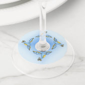 ファンタジー飛んでいるブルーバードウイングファンシーイエローテール ワイングラスタグ (クローズアップ)