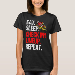 ファンタジー食べサッカースリープチェックマイラインアップリピート Tシャツ