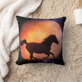 ファンタジー馬と月の装飾ピロー クッション (ブランケット)