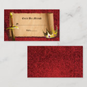 ファンタジー騎士剣中世タイムズバー(ユダヤ教の)バル・ミツバー プレイスカード (正面/裏面)