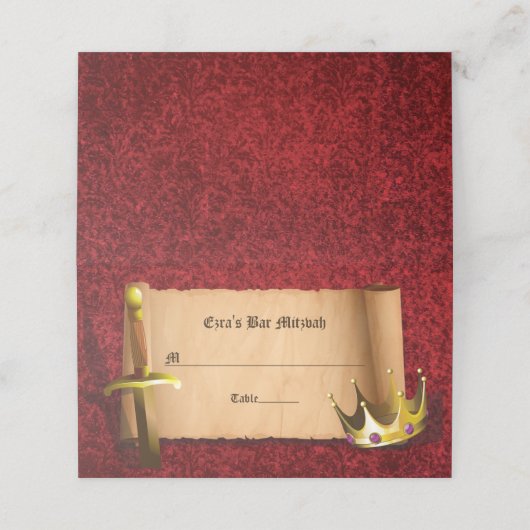 ファンタジー騎士剣中世タイムズバー(ユダヤ教の)バル・ミツバー プレイスカード (外部開封)