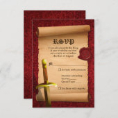 ファンタジー騎士剣中世タイムズバー(ユダヤ教の)バル・ミツバー 出欠カード (正面/裏面)