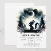 ファンタジー魅惑キャット誕生日 招待状 (正面/裏面)