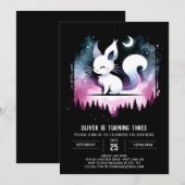 ファンタジー魅惑キャット誕生日 招待状 (正面/裏面)