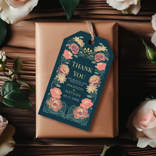 ファンタジー魅惑フローラ庭園の結婚式ありがとう ギフトタグ