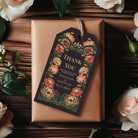 ファンタジー魅惑フローラ庭園の結婚式ありがとう ギフトタグ
