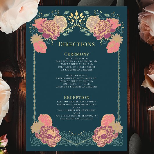ファンタジー魅惑フローラ庭園の結婚式の指示 エンクロージャーカード