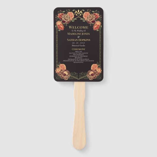 ファンタジー魅惑フローラ庭園の結婚式プログラム ハンドファン (正面)