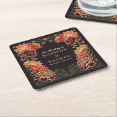 ファンタジー魅惑フローラ庭園の結婚式 スクエアペーパーコースター (アングル)