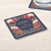 ファンタジー魅惑フローラ庭園の結婚式 スクエアペーパーコースター (アングル)