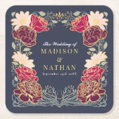 ファンタジー魅惑フローラ庭園の結婚式 スクエアペーパーコースター (正面)