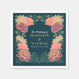 ファンタジー魅惑フローラ庭園の結婚式 スタンダードカクテルナプキン