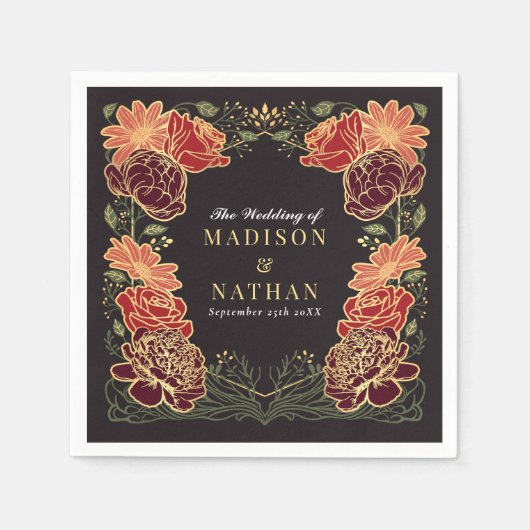 ファンタジー魅惑フローラ庭園の結婚式 スタンダードカクテルナプキン (正面)