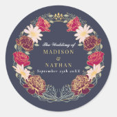 ファンタジー魅惑フローラ庭園の結婚式 ラウンドシール (正面)