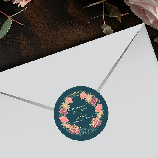 ファンタジー魅惑フローラ庭園の結婚式 ラウンドシール