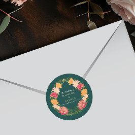 ファンタジー魅惑フローラ庭園の結婚式 ラウンドシール